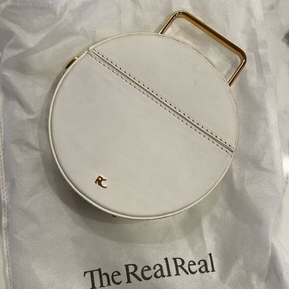 Rachel Comey Rider Circle Bag Ivory White Leather Round Brass Top Handle Rare - Picture 3 of 15